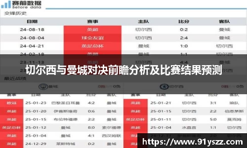 切尔西与曼城对决前瞻分析及比赛结果预测